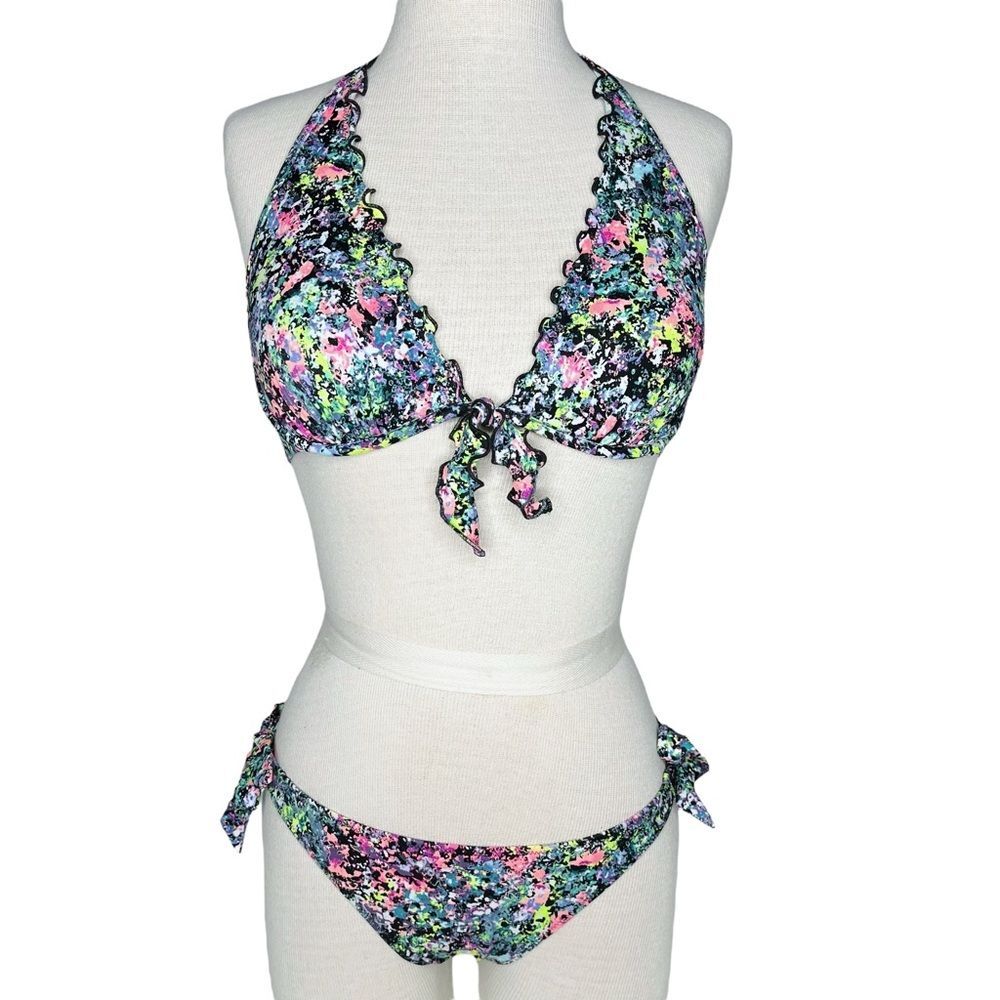 Victoria's Secret Bikini sz 36B & M * High Tie Halter Top & Itsy Side Tie Bottom